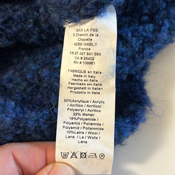 HUMILITY made in Italy Beautiful royal blue mohair/wool blend sweater NWT - Picture 9 of 13